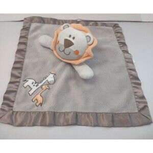 Small Wonders Lovey Lion Rattle Plush Animal Blanket 13"x13"